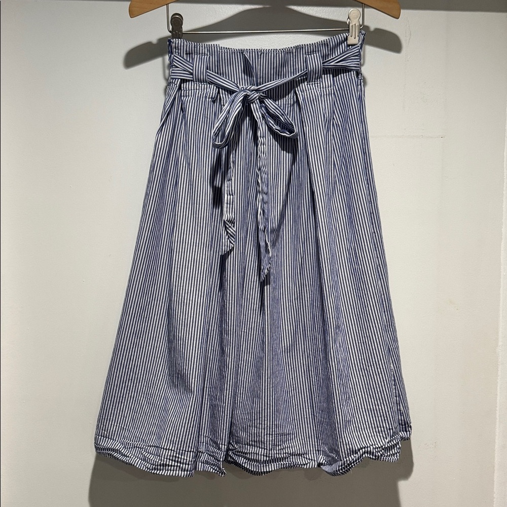 Max Studio Blue White Stripe Midi Skirt Spring Easter
